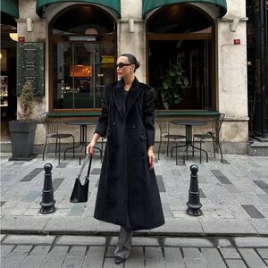 Black Premium Textured Long Coat